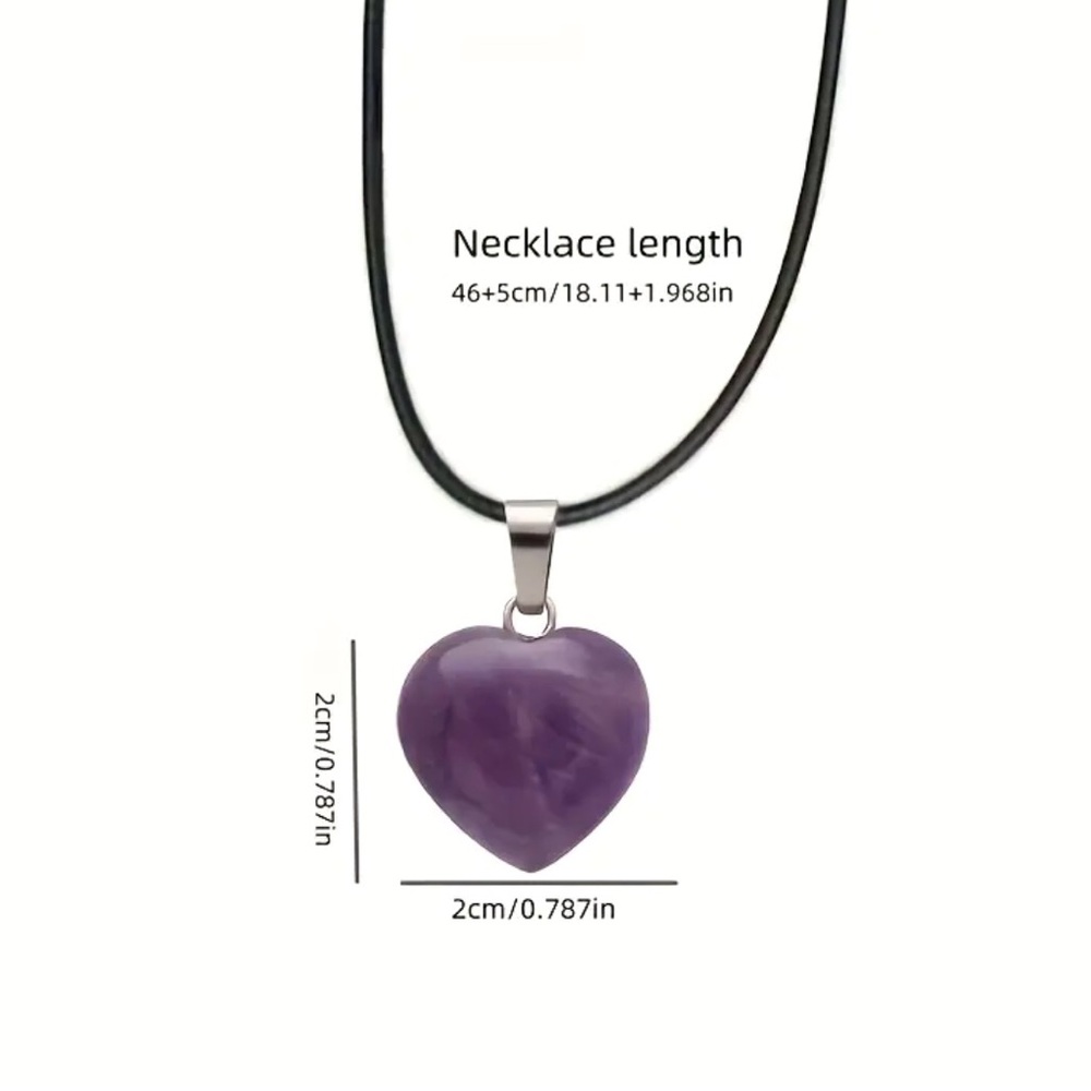 ⭐️ 5 for $25 Heart Shaped Crystal Glass Pendant Necklace on a Black Cord - Picture 10 of 10